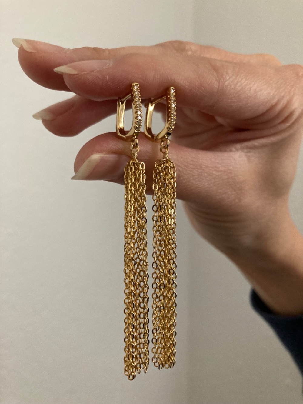 New Vanessa Mooney Gold Tassel CZ dainty earrings tassel jewelry bohemian boho